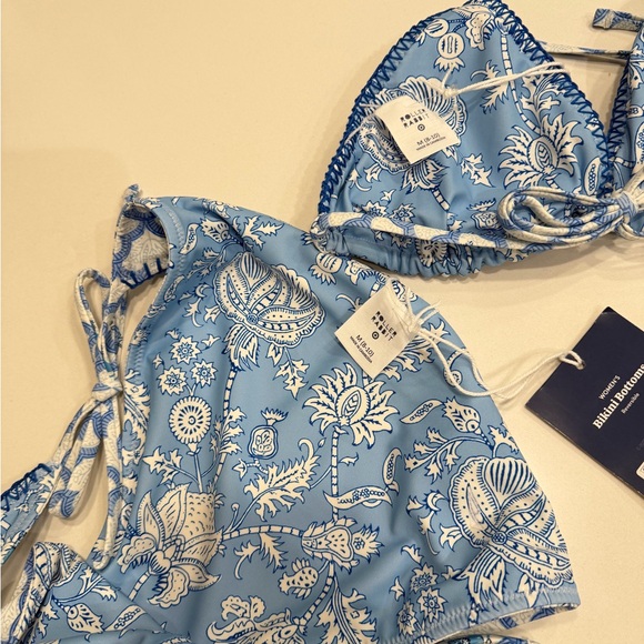 Roller Rabbit Blue & White Patterned Triangle Bikini Set - Picture 2 of 3